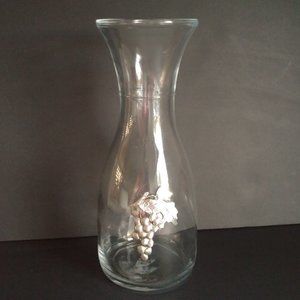 Vintage Bormioli Rocco Glass Carafe Bottle Pewter Grape Applique 1L Italian Made